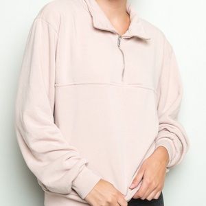 Brandy Melville half zip light pink sweatshirt